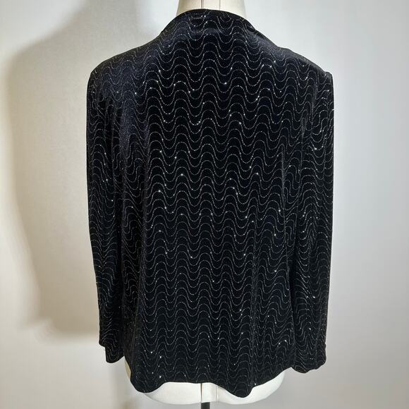 Vintage N Touch Black Velvet Metallic Sparkle Cardigan Top Womens Petite Size PS - Picture 5 of 9